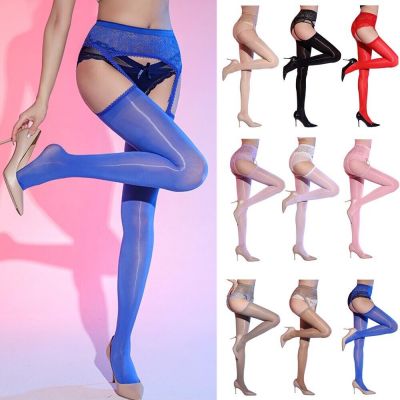 Womens Tights Nightclub Pantyhose With Garter High Waist Thigh High Stockings